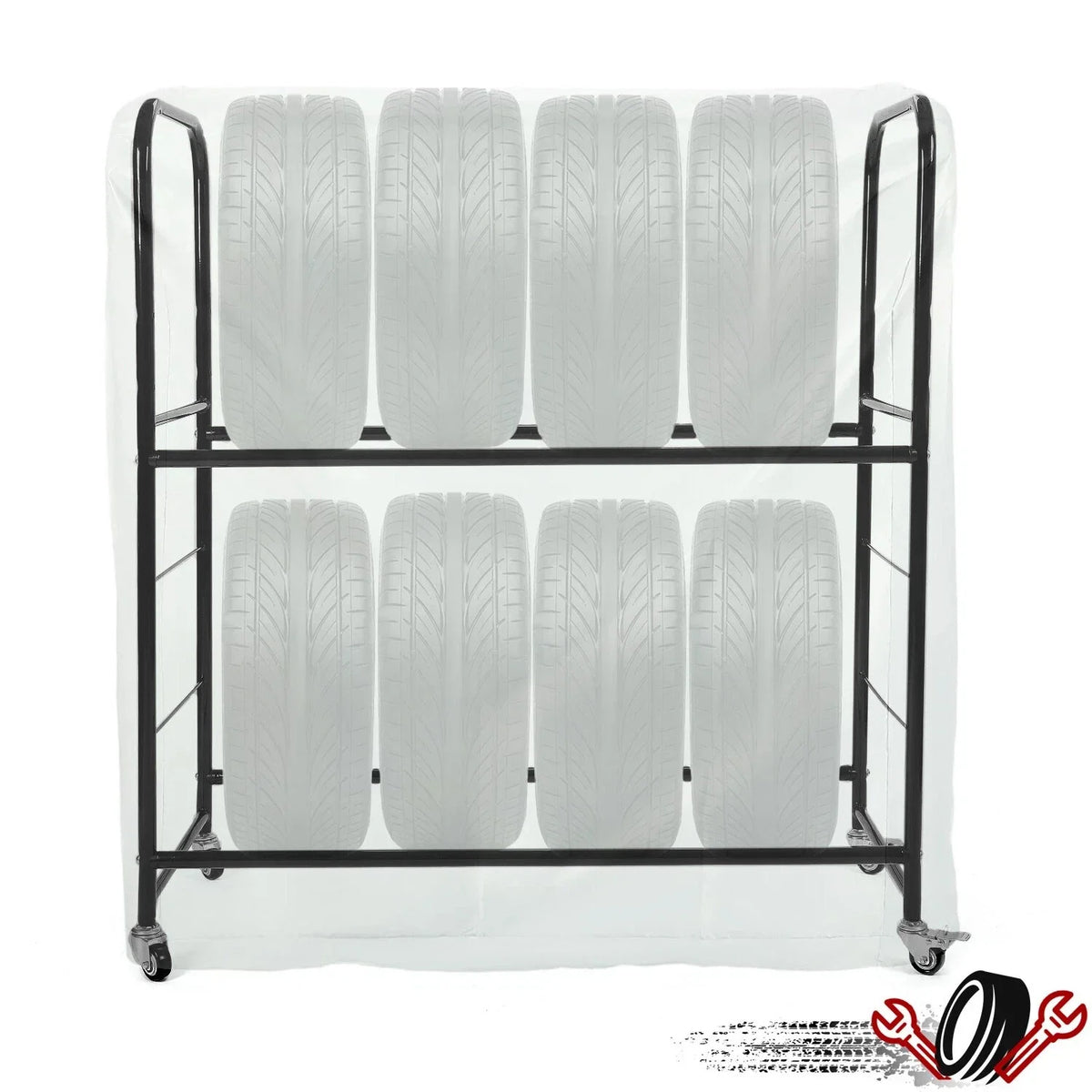 Adjustable Rolling Tire Rack for Garage Storage (Fits Most Vehicles)