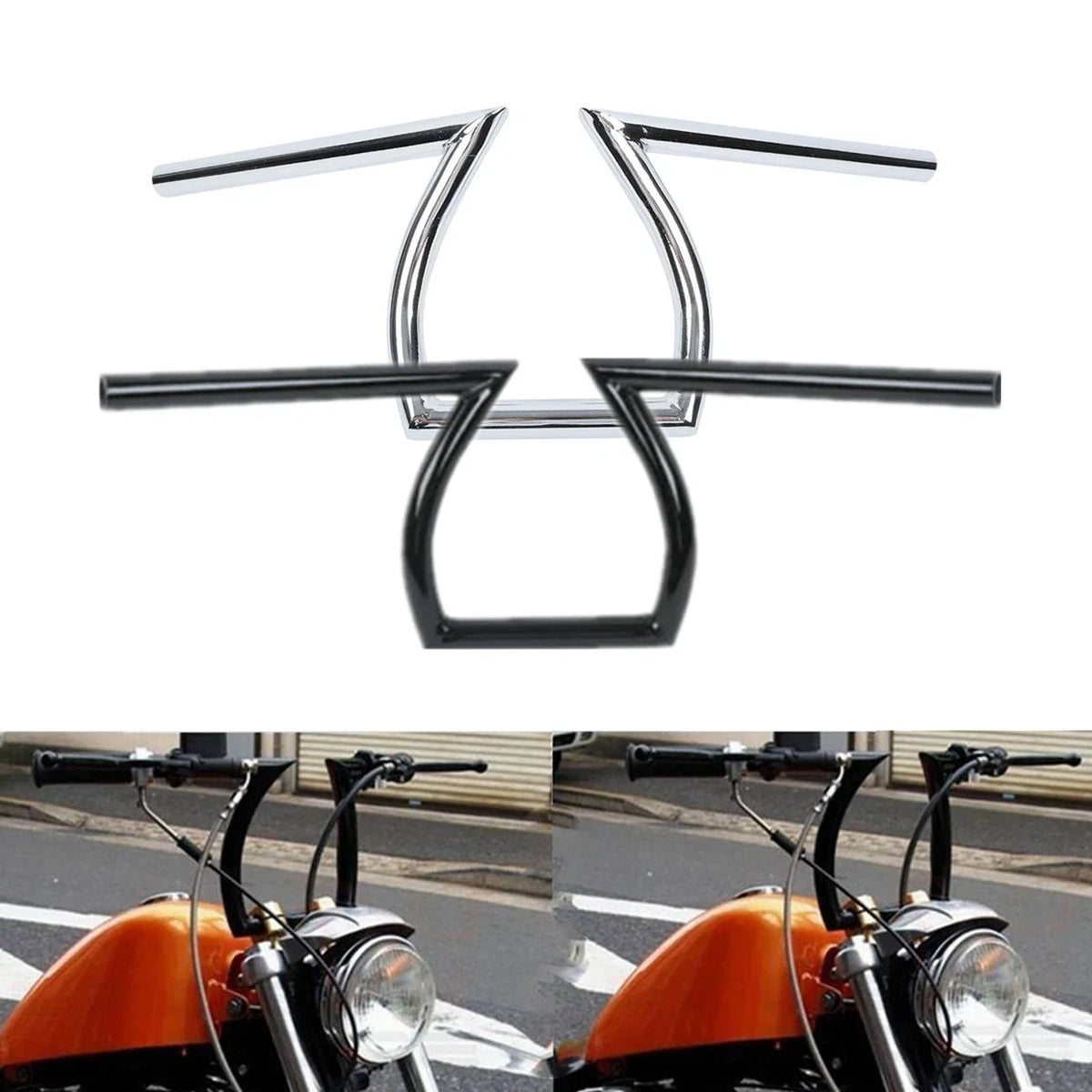 1" Handlebar Z Bars for Harley Sportster, Choppers, Bobbers