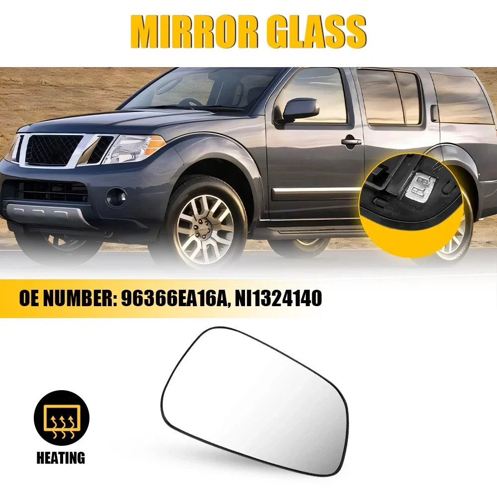 1X Heated Mirror Glass for Nissan Frontier PRO-4X (2009–2021) LH Side