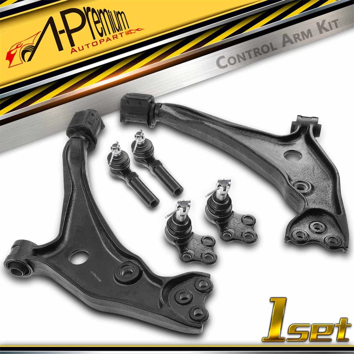 Set of 6 Front Control Arms & Tie Rod Ends for Nissan Quest (1993–2002)