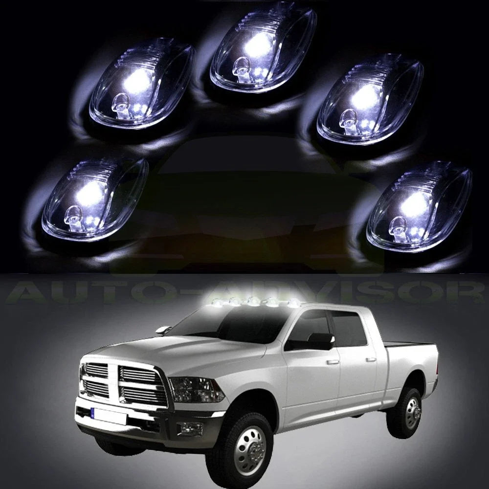 5X Clear Cab Marker Roof Running Lights for Dodge Ram 3500 (2012–2016)