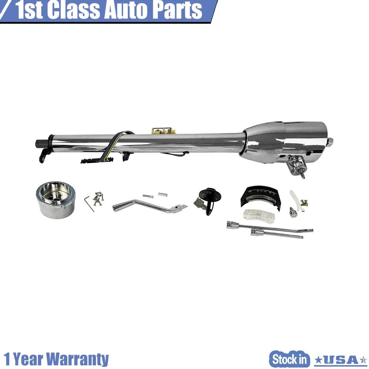 33" Chrome Tilt Steering Column Automatic Shift w/ Key for Chevy Pontiac