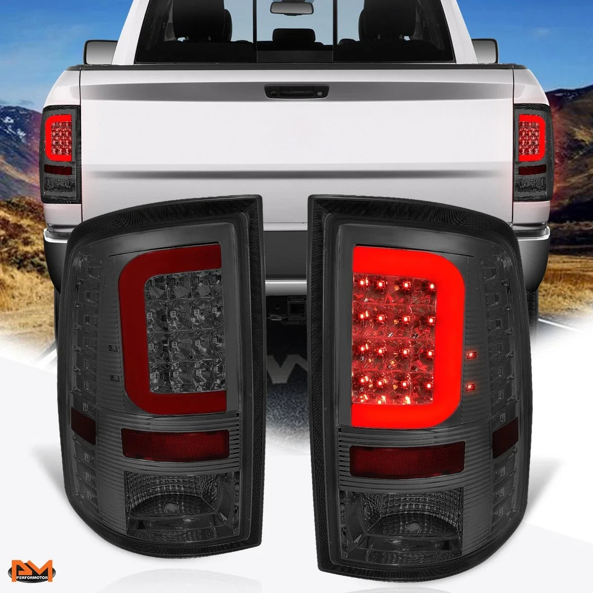3D LED C-Bar Tail Light - Smoked Red for 2009-2017 Dodge Ram Pickup