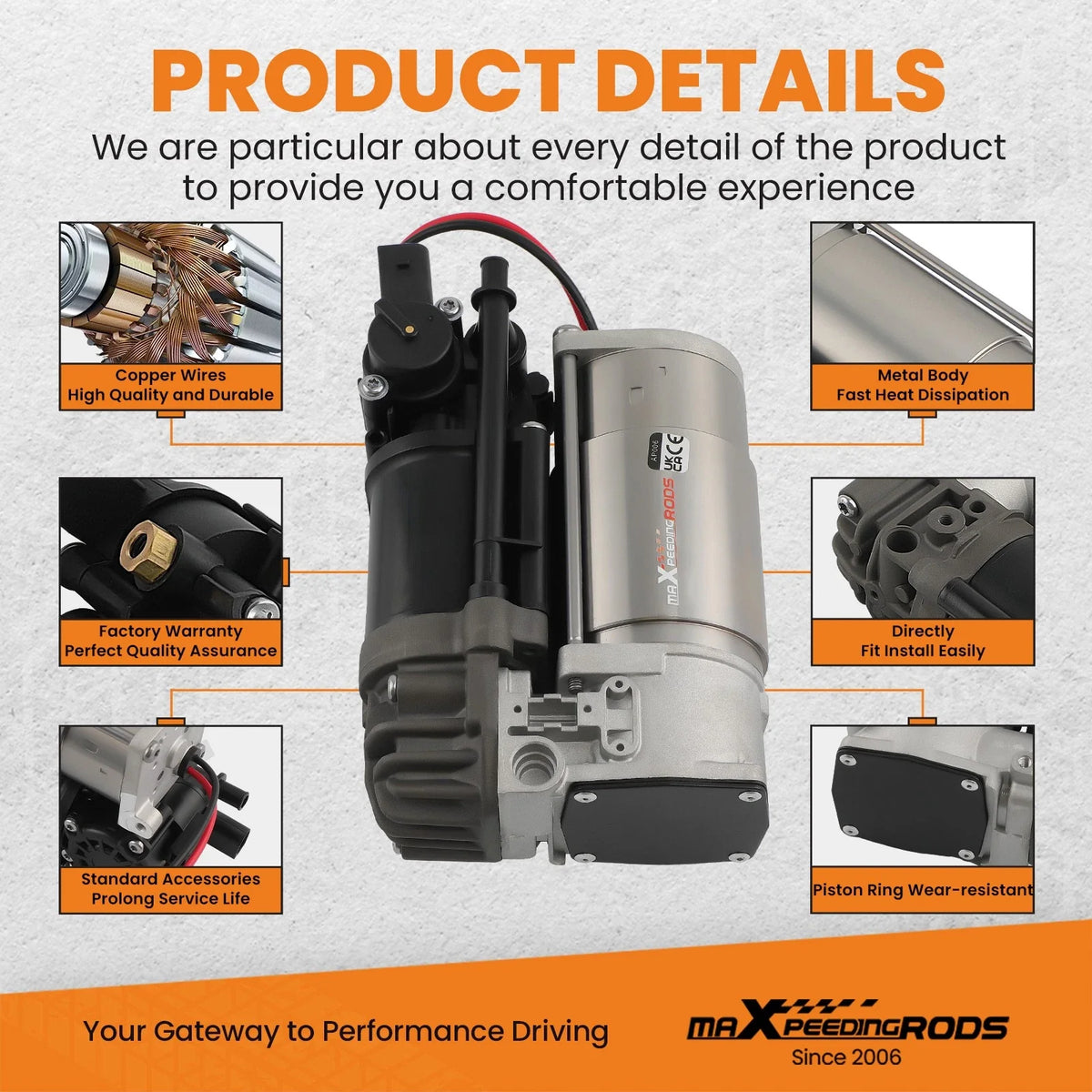 Air Suspension Pump & Rear Air Spring Bags for Mercedes Benz CLS Class (2012–2018)