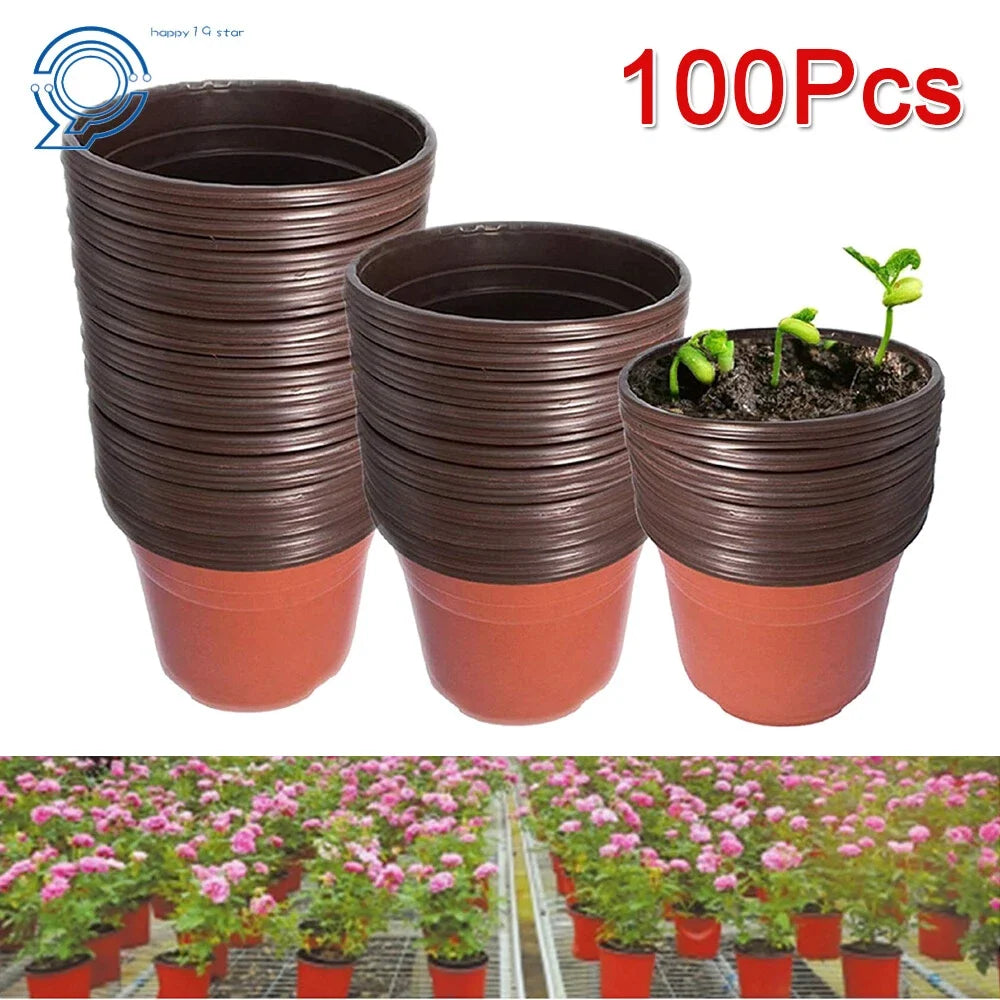 Set of 100 Plastic Plant Flower Pots for Nursery Seedlings