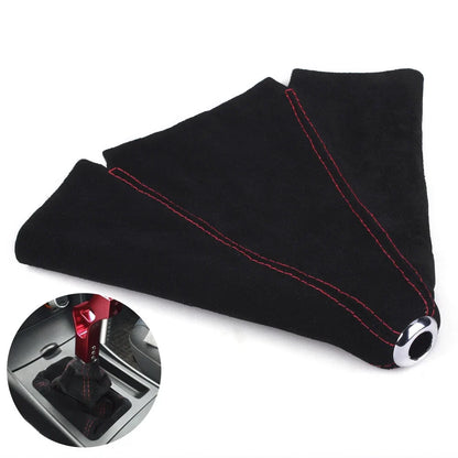 Shift Knob and Boot Cover Set - Black Red Stitched