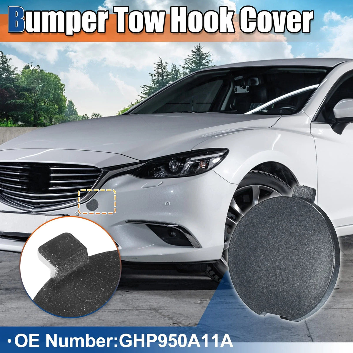 Bumper Tow Hook Cover for Mazda 6 (2014–2016) No.GHP950A11A Gray
