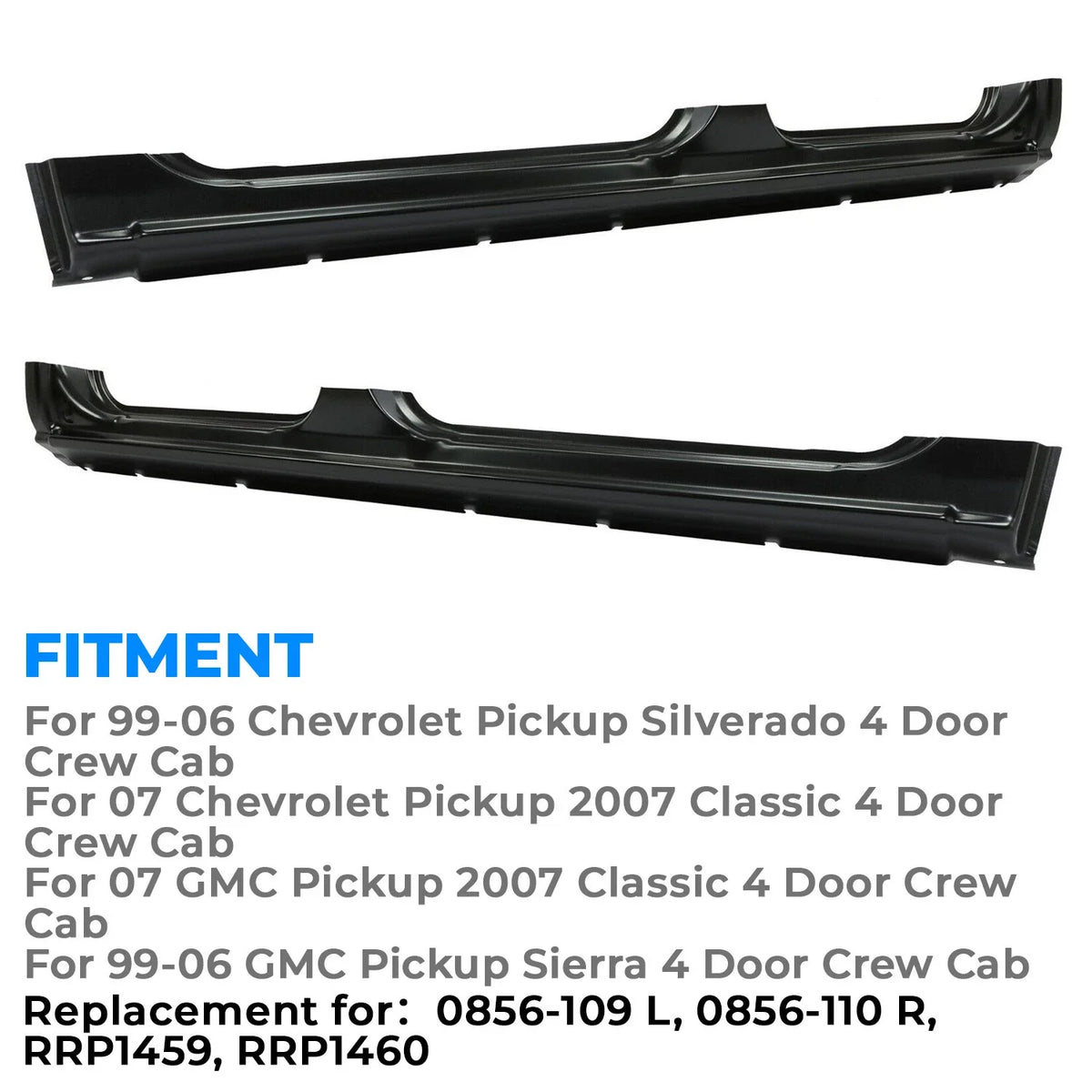 Pair of Rocker Panels for 4 Door Pickup 1999-2007 Chevy Silverado