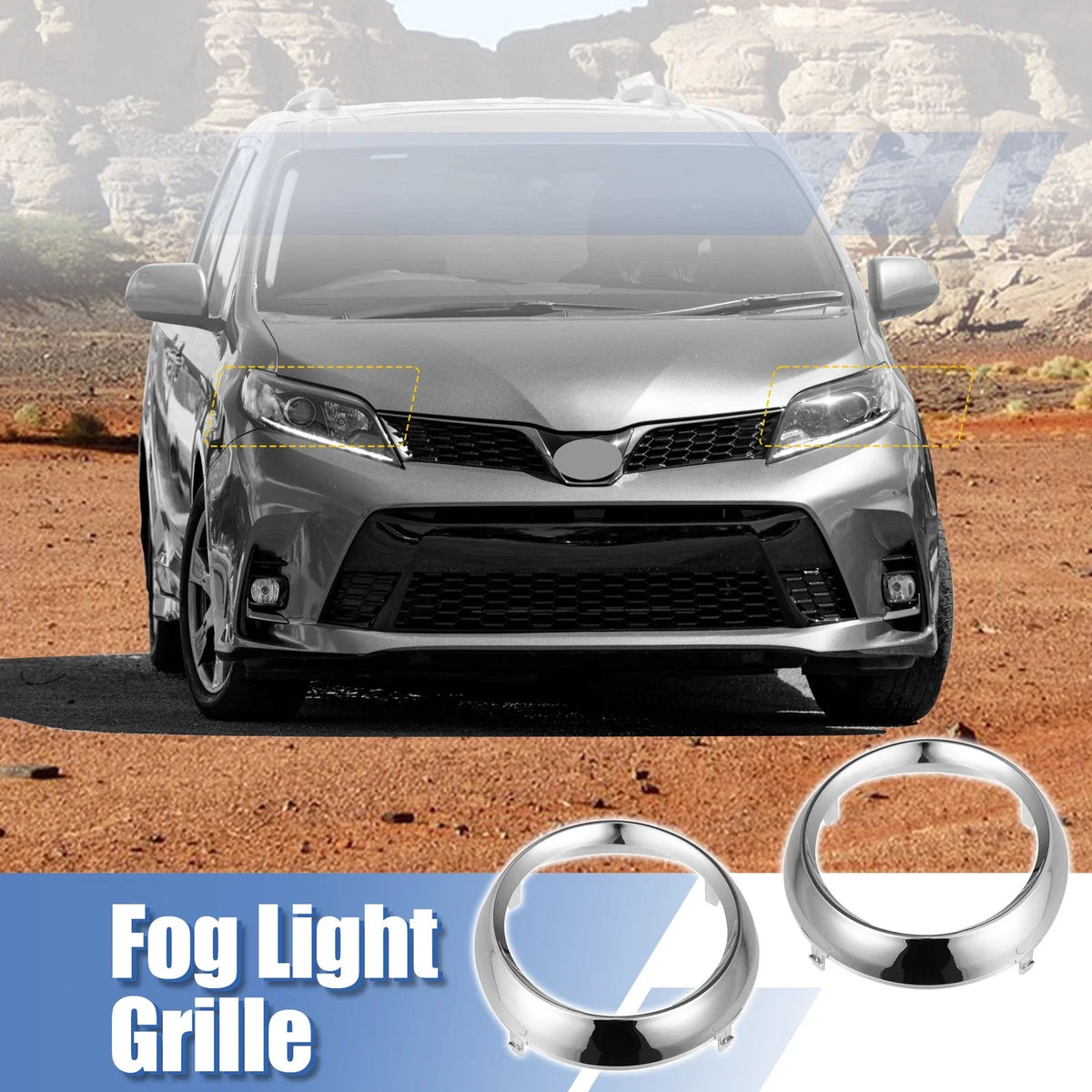 Pair of Fog Light Grille Covers for Toyota Sienna SE (2011–2020) 52712-08020