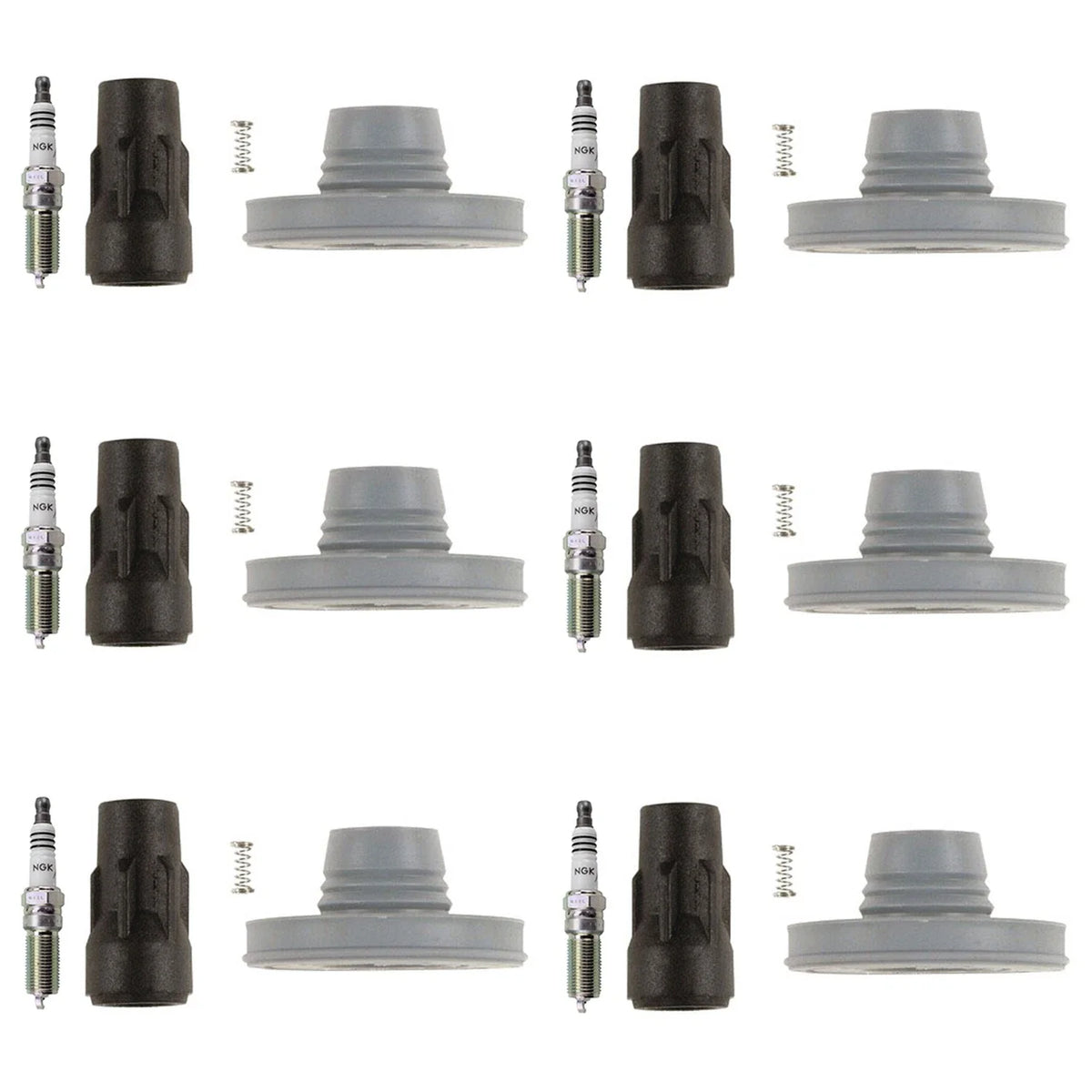 Set of 6 NGK Iridium IX Spark Plugs & Denso Coil Boots for Mazda CX-9 (2007–2015)