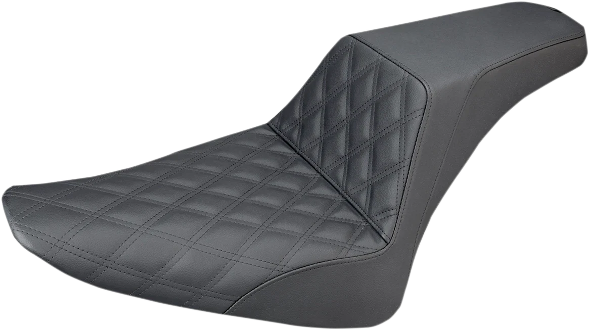 SADDLEMEN Step-Up Seat for Harley Davidson FLS (2012–2023) - Black Lattice Stitch
