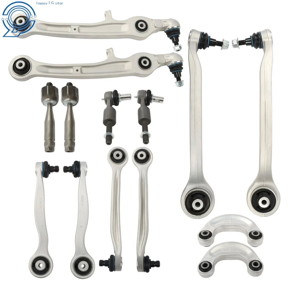 14-Piece Set of Upper Lower Control Arms Tie Rods for Bentley GTC 2004-2019