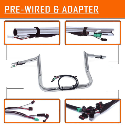 14" Miter Cut Prewired Handlebar for Harley Street Glide/Electra Glide (2014–2015)