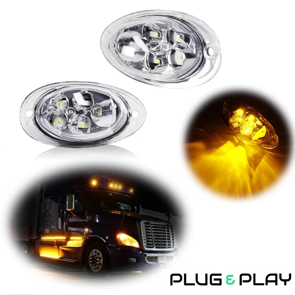 Clear Lens Cab Side Marker Lights for Freightliner Cascadia (2008–2017)