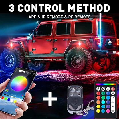 RGB LED Light Rock Kit - 10 Pods for Universal Vehicles, Bluetooth Enabled