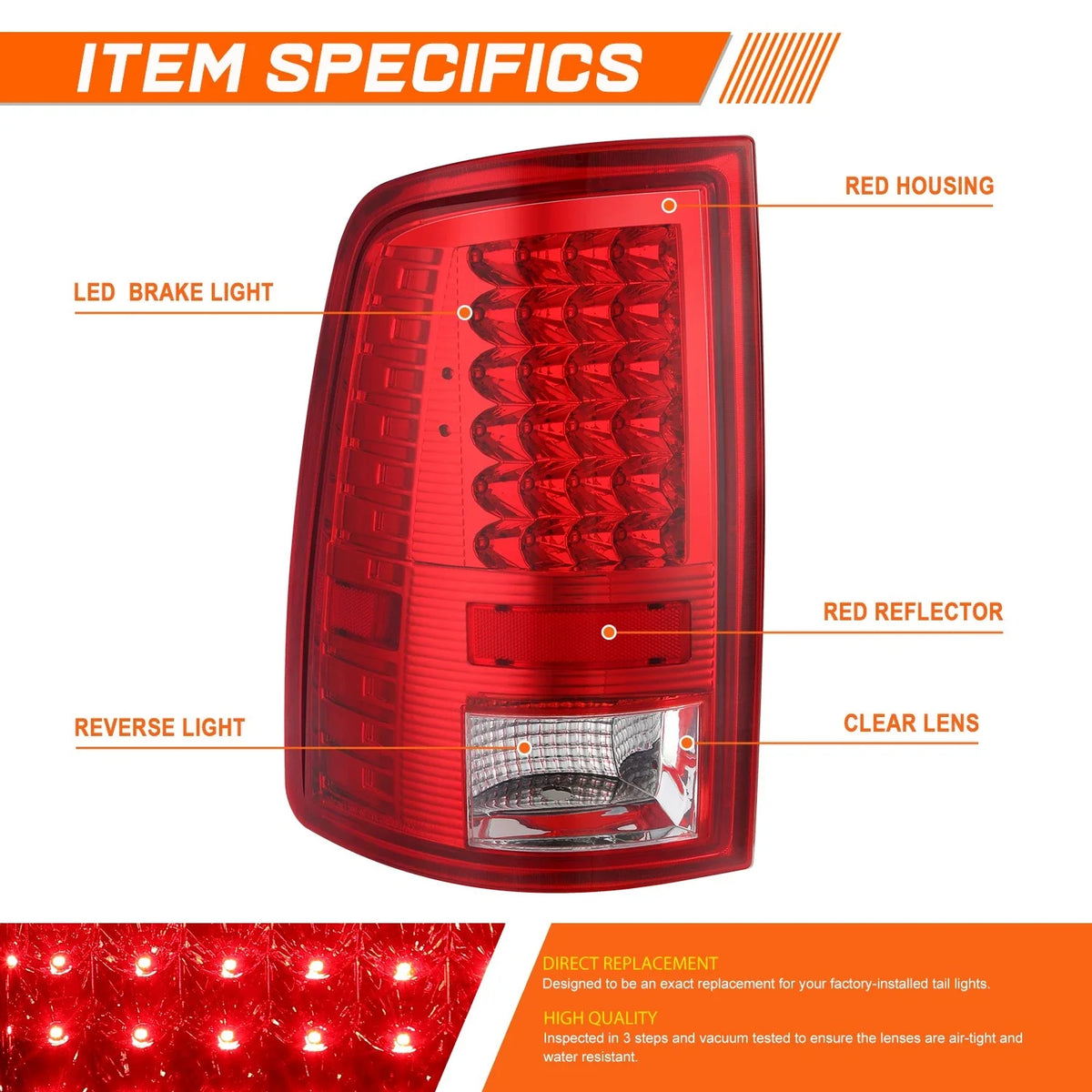 2X Full LED Tail Lights for Dodge Ram Pickup (2009–2017)