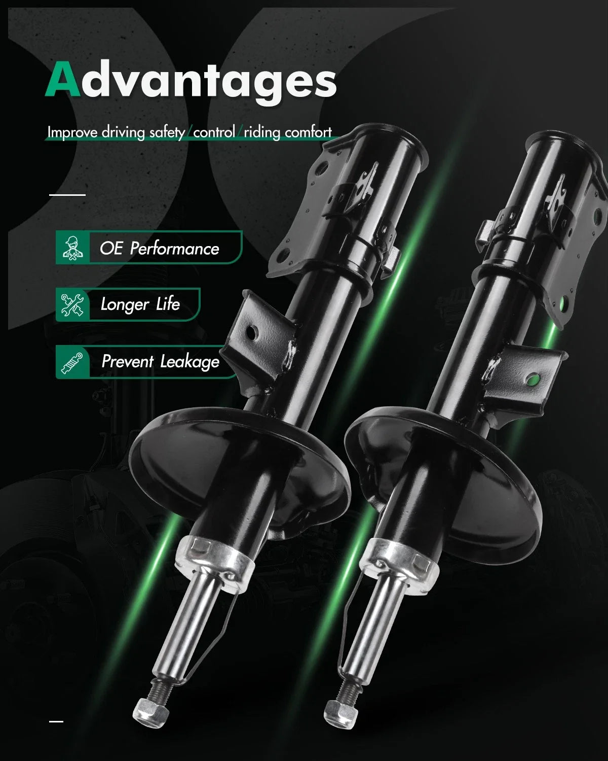 Front Set of 2 Shock Struts for Suzuki Grand Vitara (2006–2012)