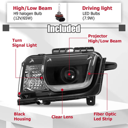 LED DRL Projector Headlights for 2010-2013 Camaro LH & RH