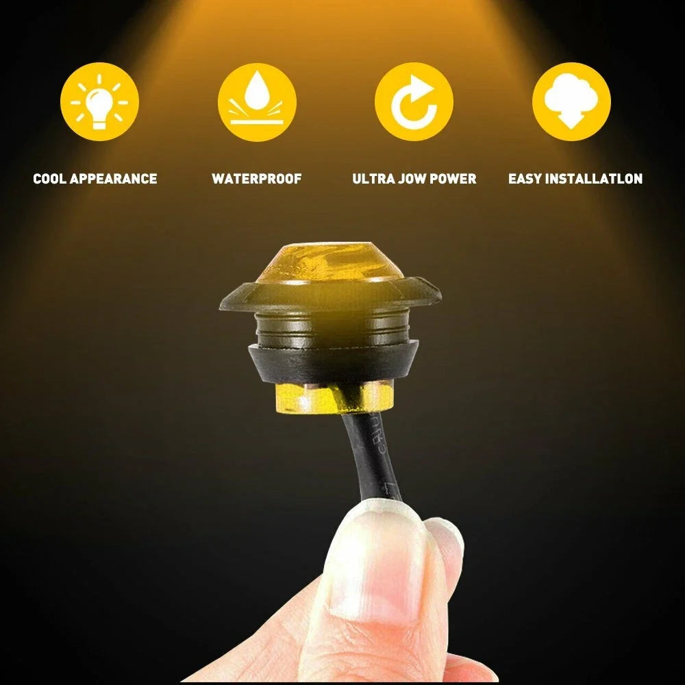 Waterproof Truck Trailer Side Marker Lights - 10 Amber LEDs