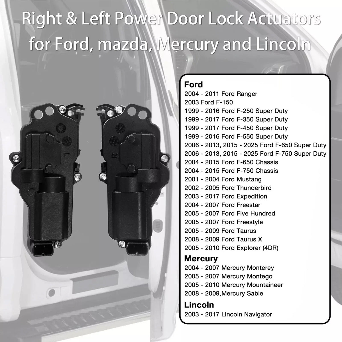 4x Door Lock Actuators for Ford Explorer Ranger F150 F250 F350 F450 (1997-2023)
