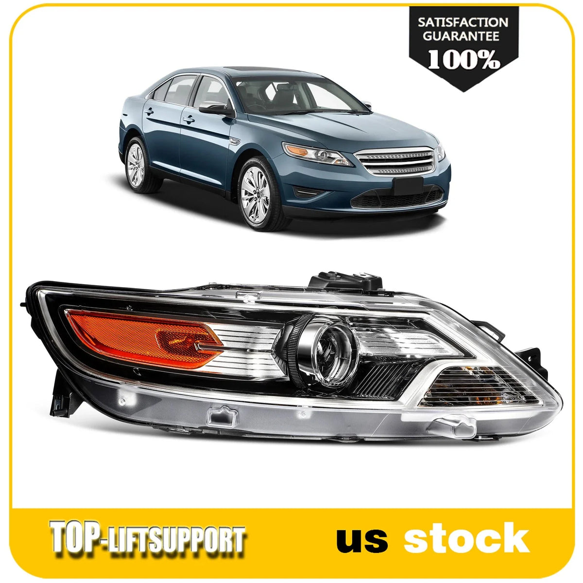 Right Passenger Headlight with Bulbs for Ford Taurus (2010–2012)