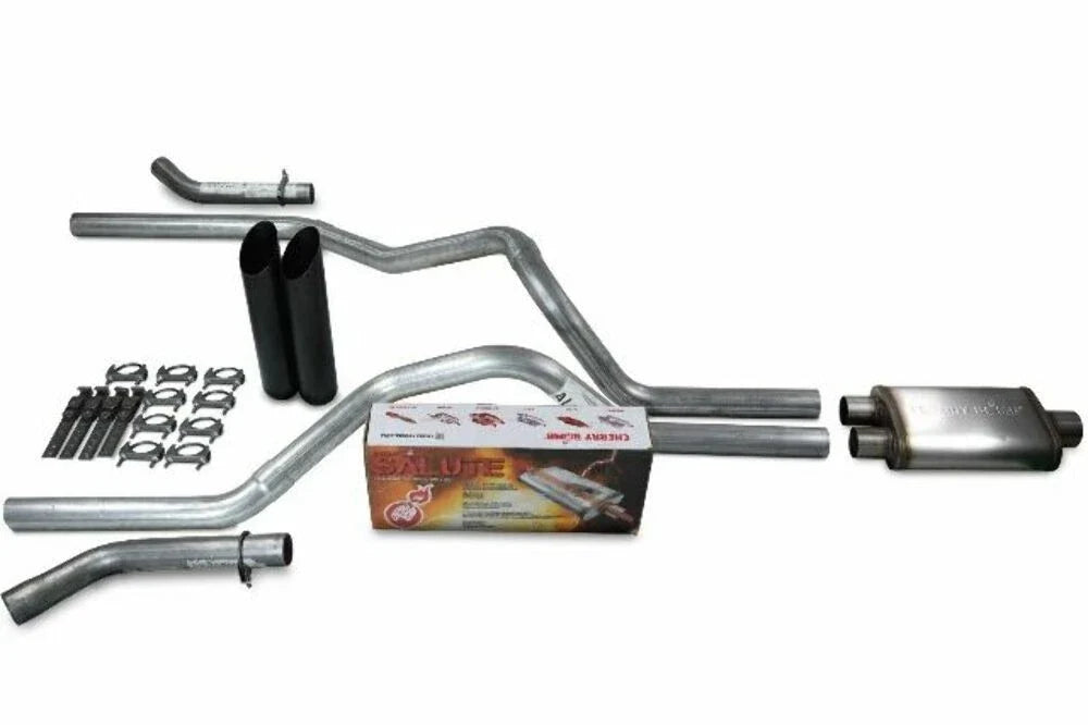 2.5" Dual Exhaust Kit for Chevy GMC 1500 (2019–2025) Black Tips