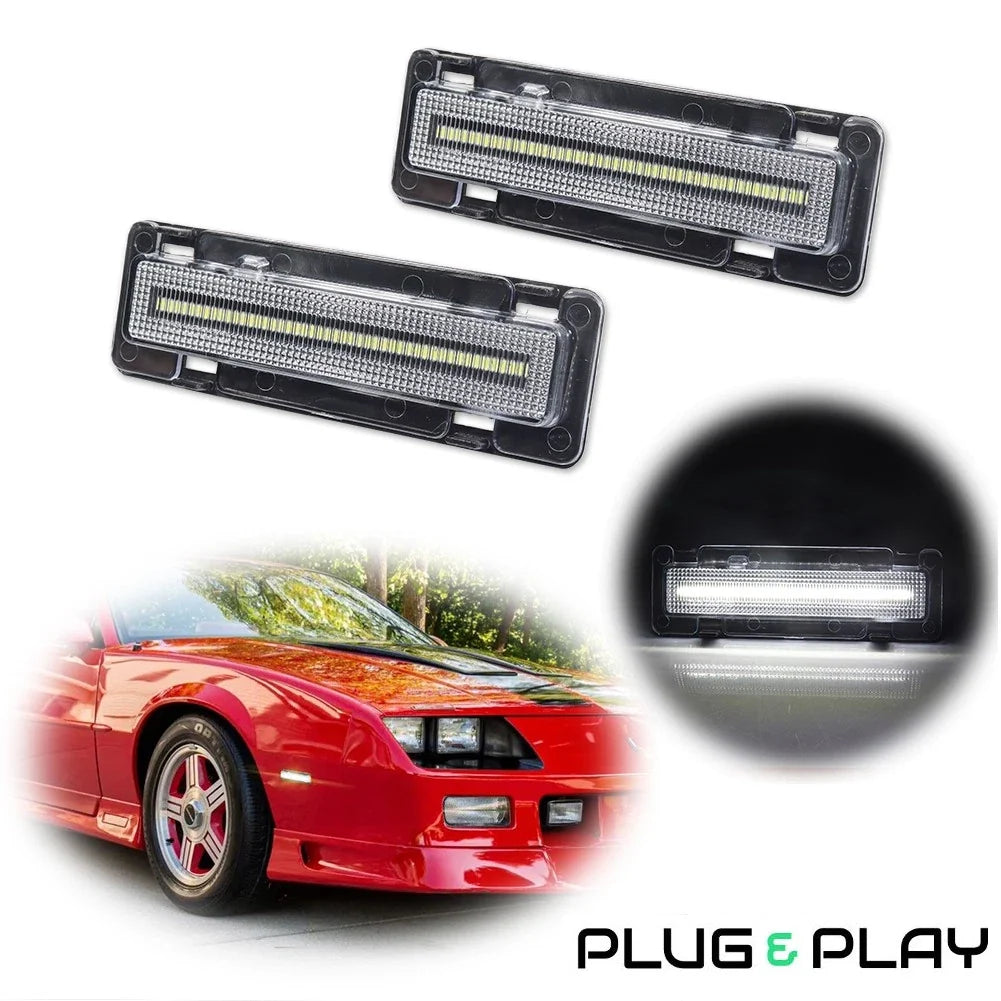 Clear White LED Front Side Marker Lights for Pontiac Firebird (1982–1992)