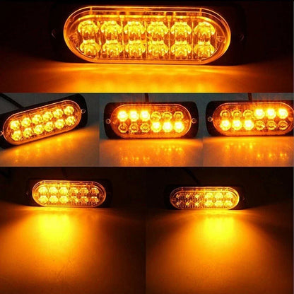 4X 12 LED Beacon Strobe Light - Amber Warning Hazard for Trucks