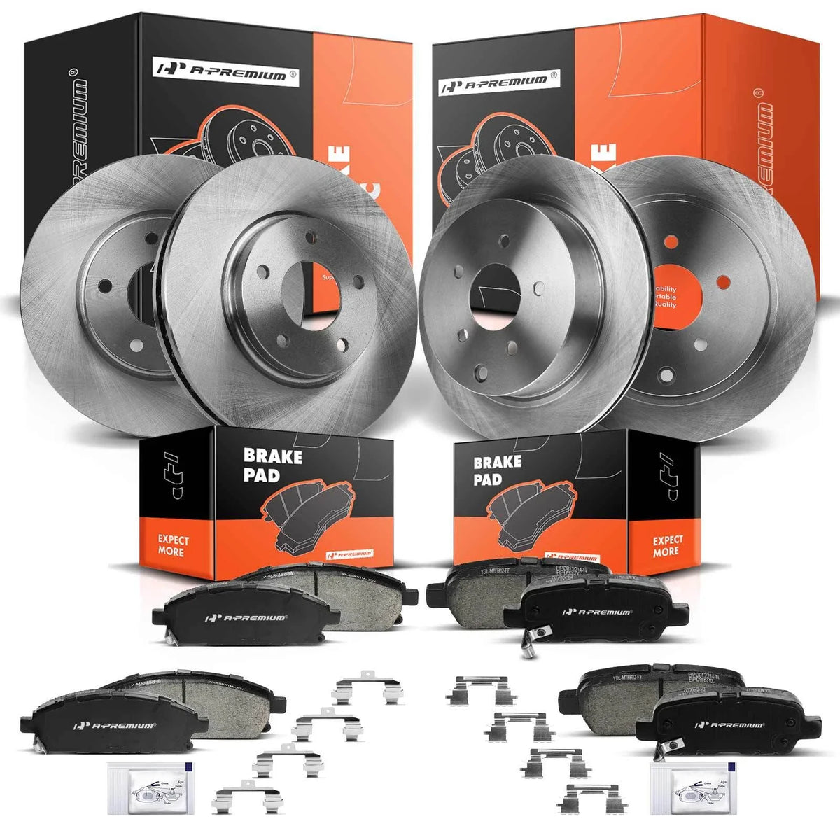 Set of 4 Disc Brake Rotors & Ceramic Pads for Nissan Quest