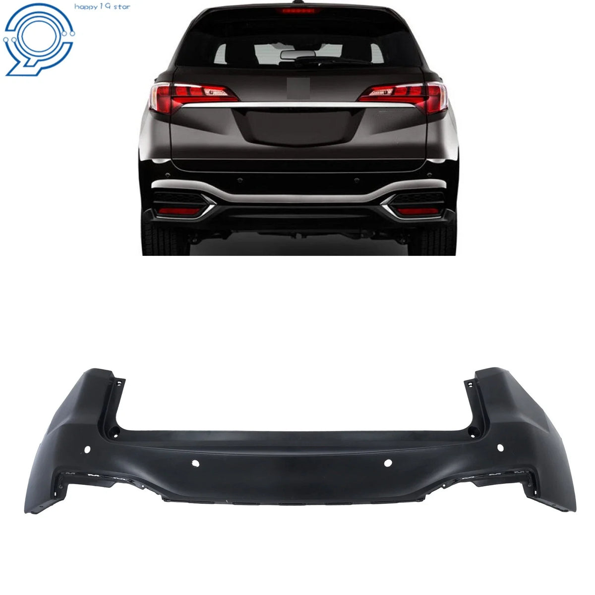 Rear Upper Bumper Cover for Acura RDX (2016–2018) with Sensor Holes