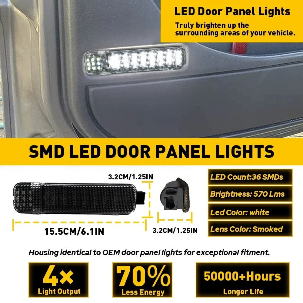 LED Courtesy Lamps for Chevrolet GMC Door Panels - Smoked 2015-2018