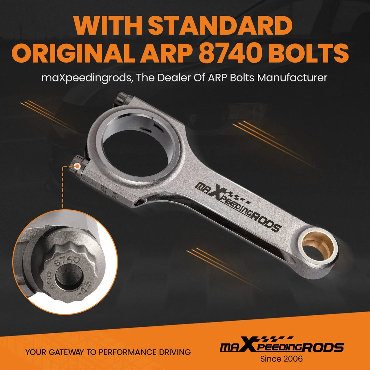 Connecting Rods ARP 8740 4340 for SBC Chevy Small Block 6.100" 2.225" .945