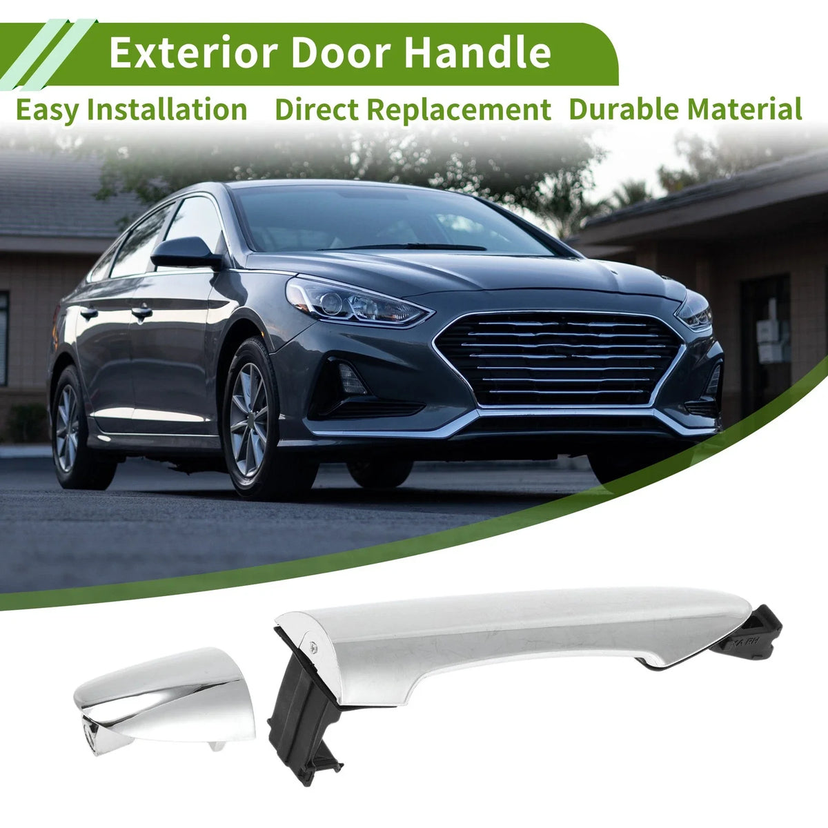 Exterior Door Handle for Kia Picanto (2011–2016) Silver Tone Rear Right