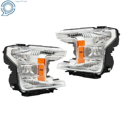 Chrome Finish Headlight Assembly Pair for 2018-2020 Ford F-150
