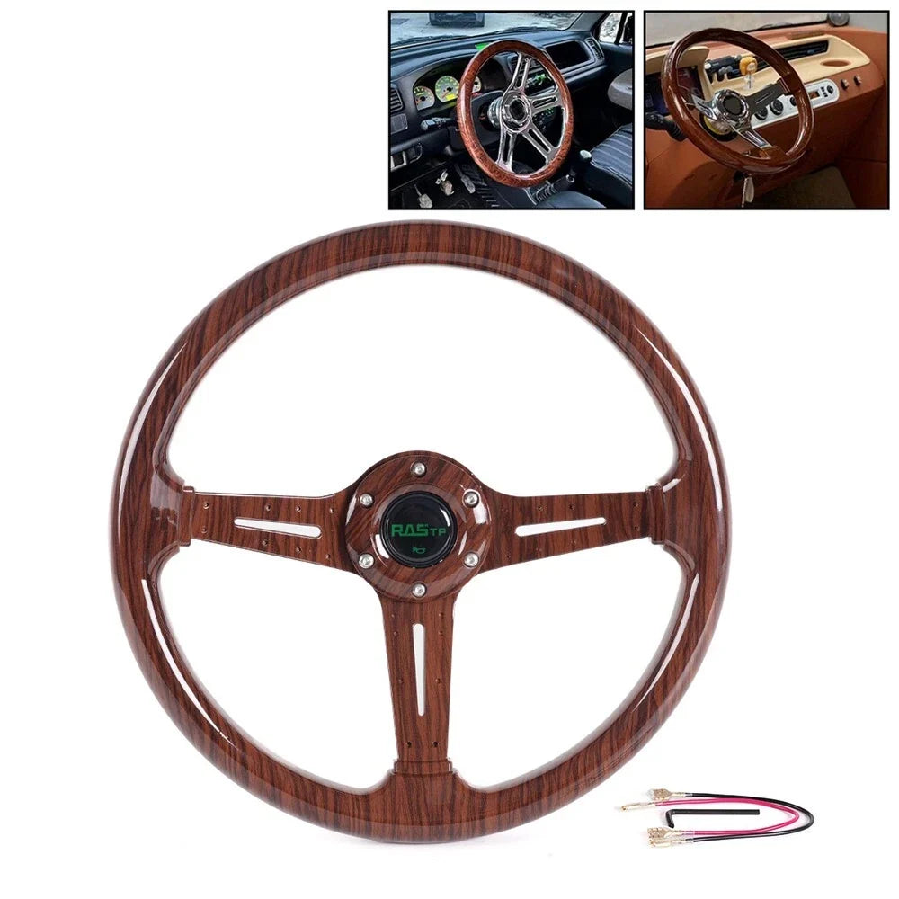 14" 6 Bolt Racing Steering Wheel for Universal Fit (Drifting, Deep Dish)