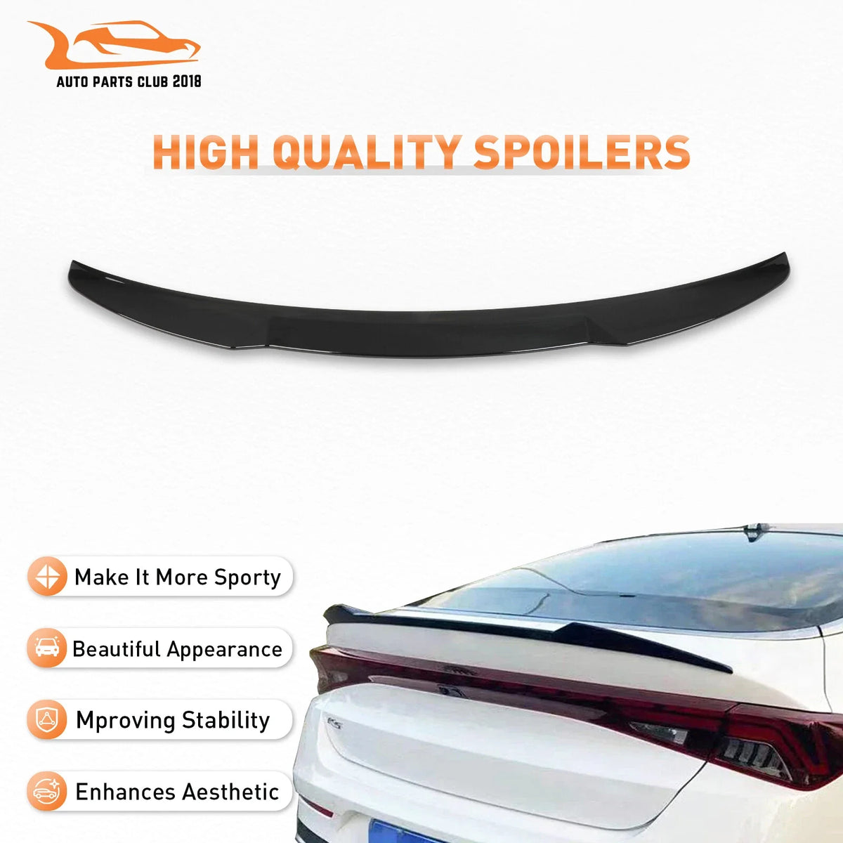 Glossy Black Wing Spoiler for Kia K5 Optima (2021–2023)