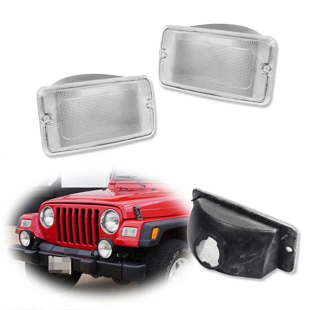 Clear Front Bumper Turn Signal Light Housings for Jeep Wrangler (1997–2006)