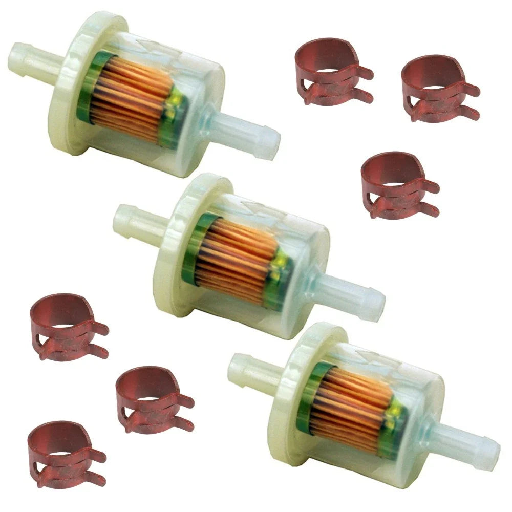 3 Inline Fuel Filters & 6 Fuel Line Clamps for Craftsman (Replaces 791850)