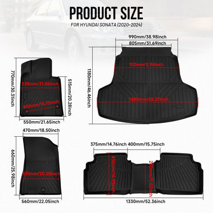 Floor Mat Set for Hyundai Sonata (2020-2024) and Kia K5 (2021-2025)