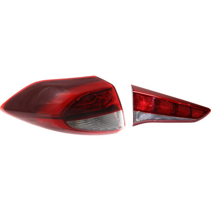 Tail Light Set for Hyundai Tucson (2016–2018) Left Right Outer Clear/Red Halogen