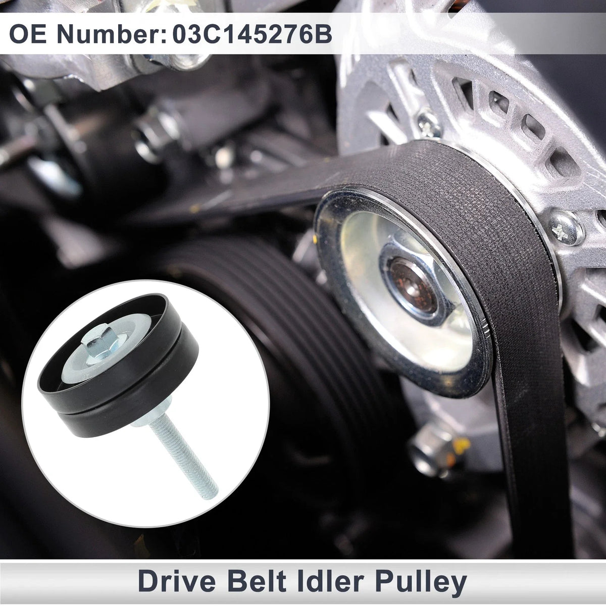 Drive Belt Idler Pulley for Volkswagen Jetta (2013–2016) No. 03C145276B Black