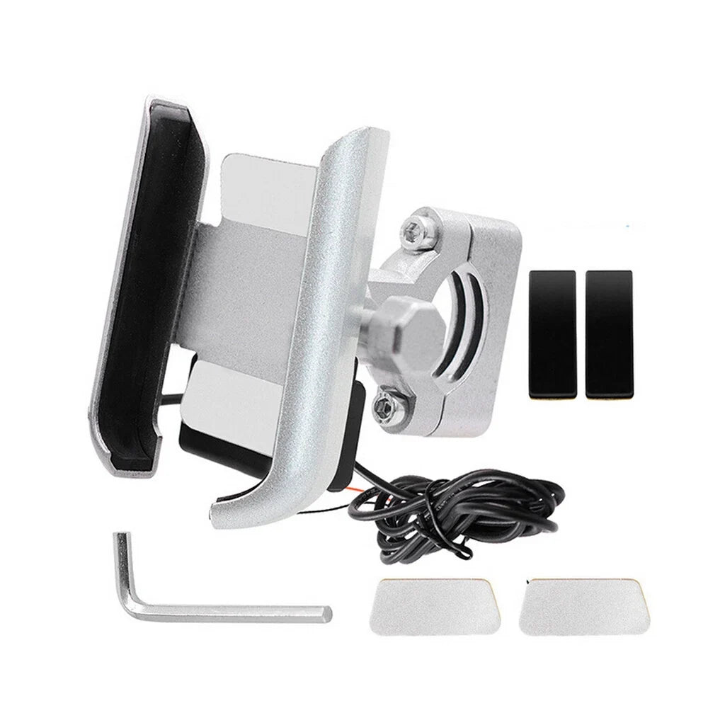 Handlebar Mirror Base Mount for Motorcycles - USB Charging Capability