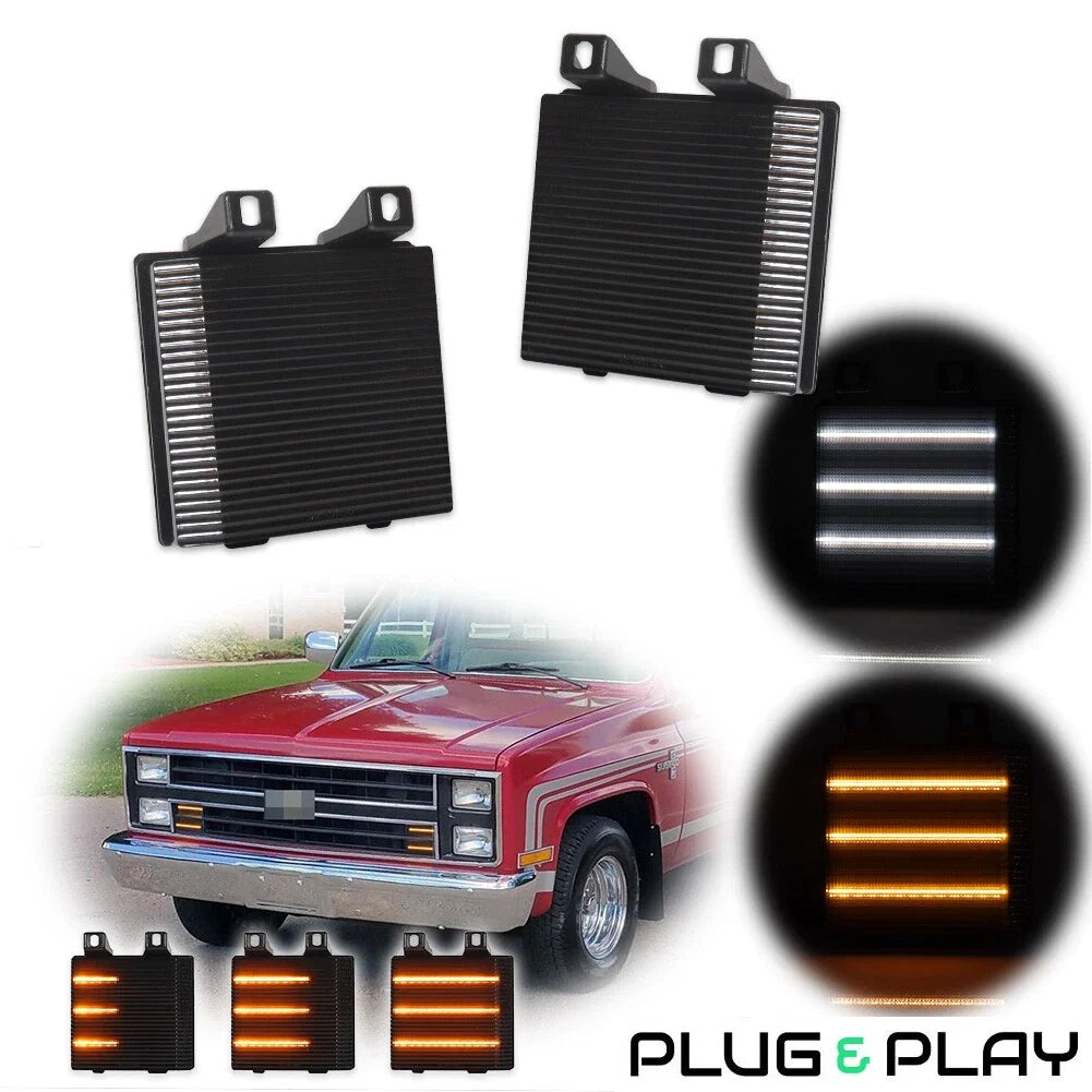 2X Smoke Sequential Switchback LED Front Signal Lights for Chevy GMC Pickup Truck