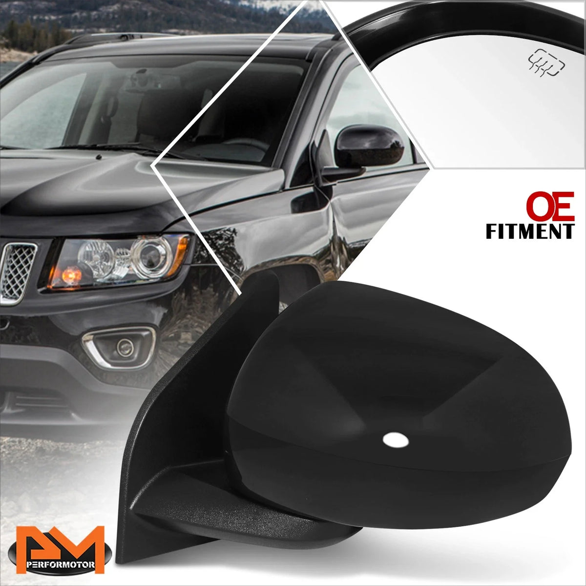 Heated Power Adjust Side Rear View Mirror Left for Jeep Compass (2016-2017)