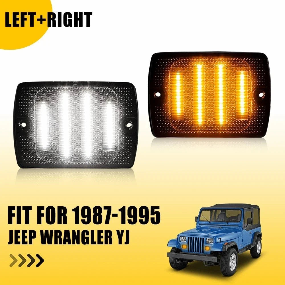 2X Amber LED DRL Turn Signal with Smoked Lens for Jeep Wrangler YJ 1987-1995