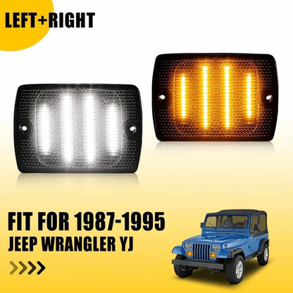 2X Amber LED DRL Turn Signal with Smoked Lens for Jeep Wrangler YJ 1987-1995