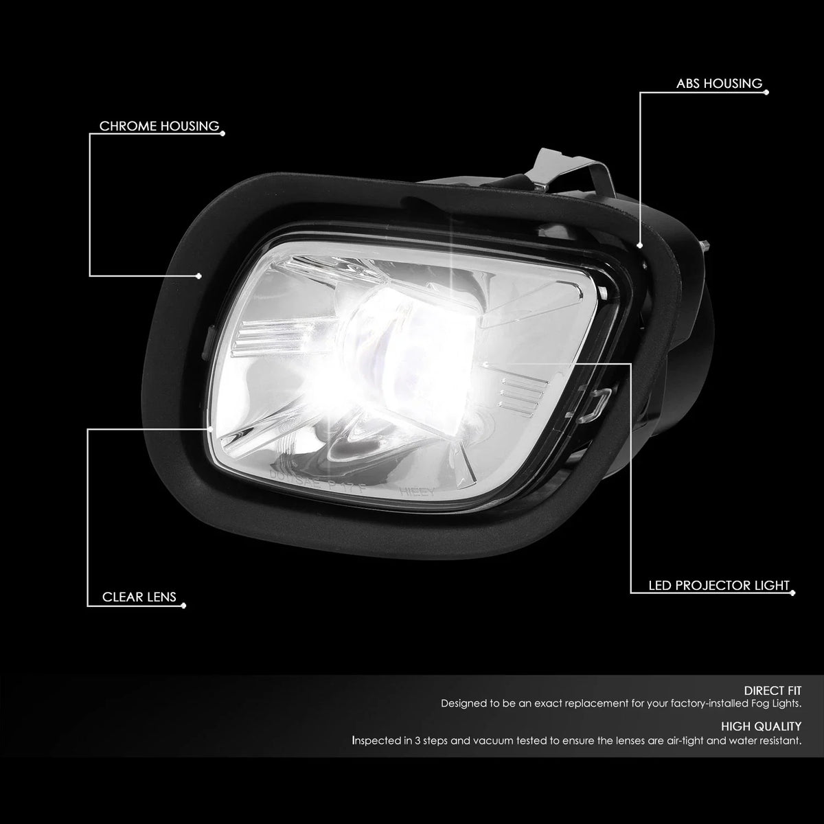Chrome Housing Full LED Projector Fog Light Lamp for Freightliner Cascadia (2008–2017)
