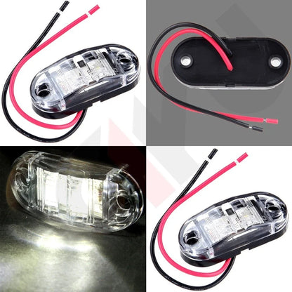 LED Light 2 Diode Clearance Side Marker - 2X Clear/White Universal