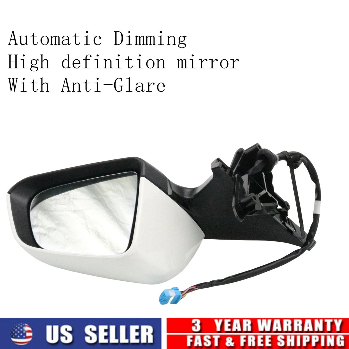 Heated White Passenger Side Mirror for Tesla Model Y (2020–2023) Power Fold
