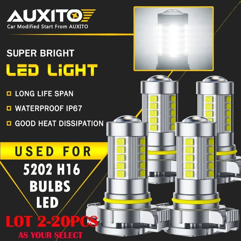 2X AUXITO LED Fog Driving Light Bulbs 5202 H16 6G27 for